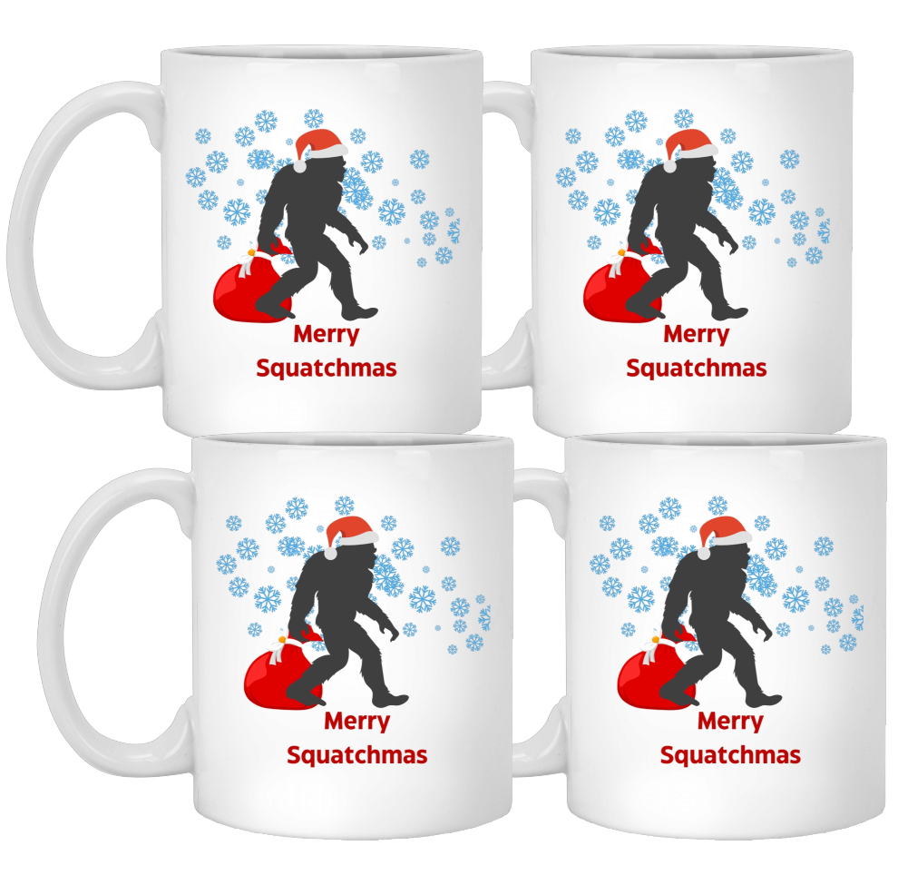 Merry Squatchmas 4 pack coffee mugs