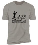 Bigfoot Chasing Stick people family tshirt